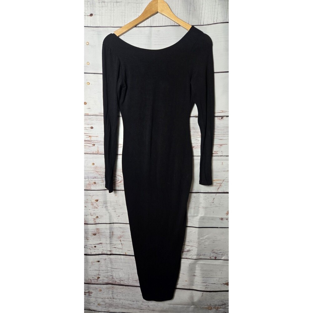Naked Wardrobe Womens Dress Size Large Black Bodycon Long Sleeve Scoop Back